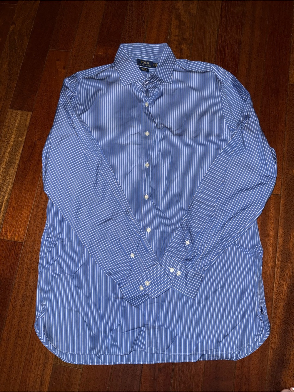 Polo Ralph Lauren Men’s Striped Stretch Cotton Dress Shirt 17.5 44 Blue